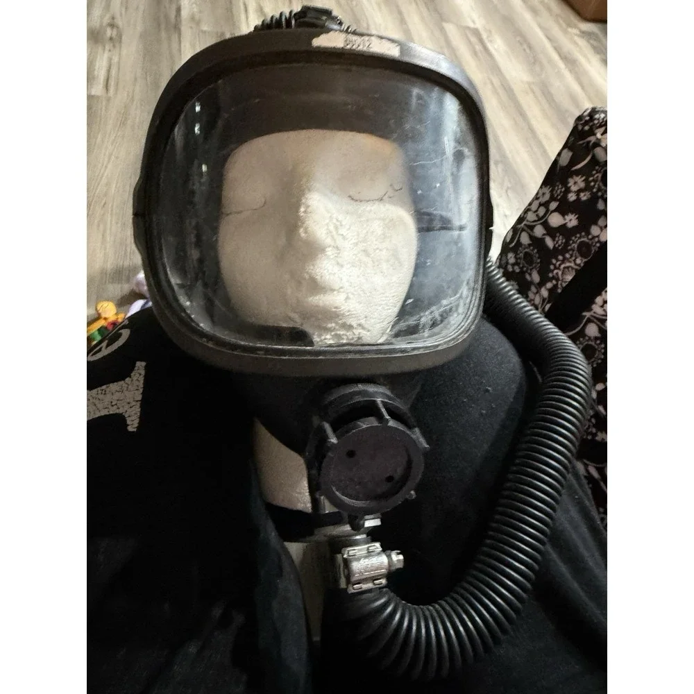 Vintage North Full Face Respirator Mask with Hose Black Industrial Safety Gear